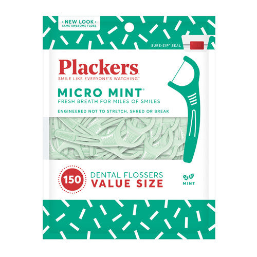Plackers Micro Mint Dental Floss Picks 150 Ea, 3-Pack